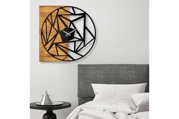 Wooden Clock 36 - Svart/Valnøtt - Interiør - Veggdekorasjon - Klokker