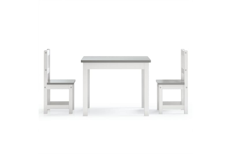 3-delers bord- og stolsett for barn hvit og grå MDF - Hvit - Barnebord