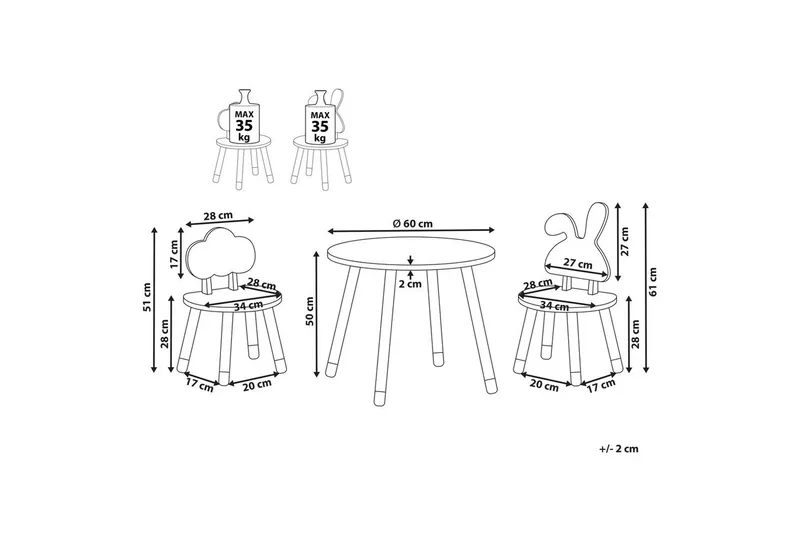 Barnebord med stoler Robin - Møbler - Barnemøbler - Barnebord - Barnebord og stoler