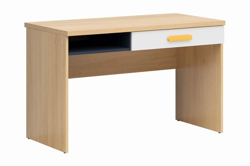 Barneskrivebord Skatofta 120 cm - Tre/natur/Hvit/Gul - Skrivepult barn