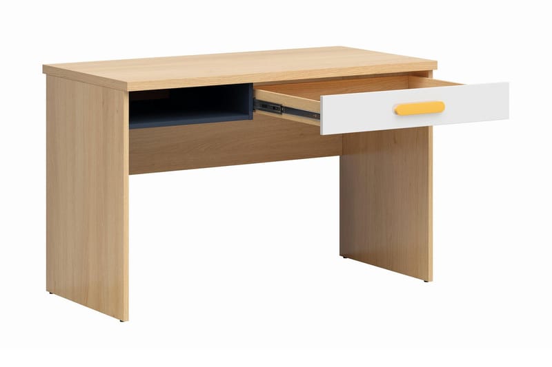 Barneskrivebord Skatofta 120 cm - Tre/natur/Hvit/Gul - Skrivepult barn