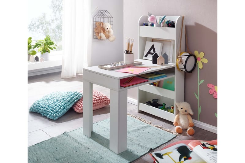 Barneskrivebord Rachid 90 cm Rektangulær - Hvit - Skrivepult barn