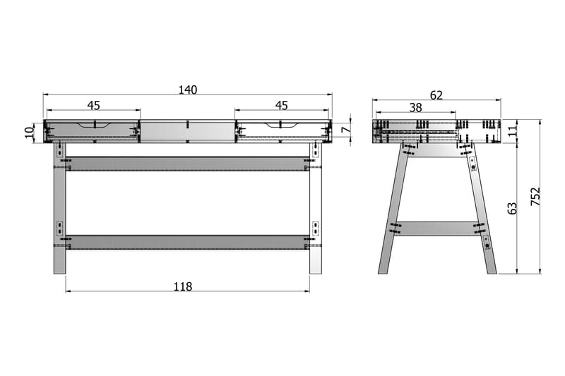 Skrivebord Sparrow 140 cm - Hvit - Møbler - Barnemøbler - Barnebord - Skrivepult barn
