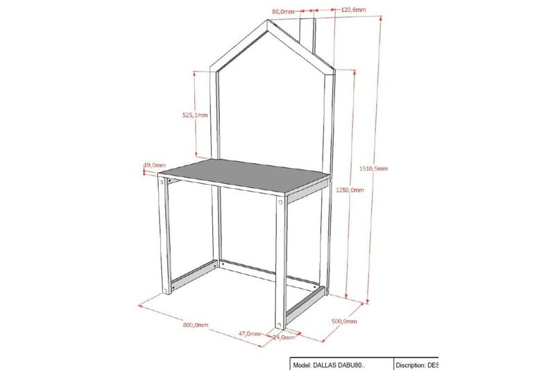 Skrivebord Dallas Hvit - Hvit - Møbler - Barnemøbler - Barnebord - Skrivepult barn