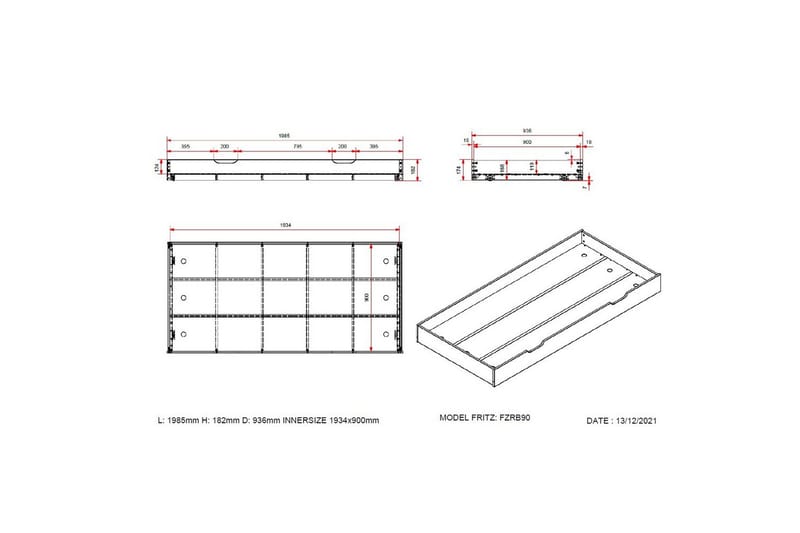 UnderBed Fritz Hvit - Hvit - Møbler - Barnemøbler - Barnebord - Nattbord barn