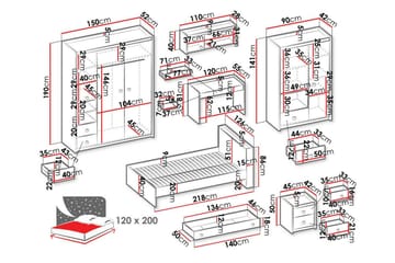 Rathmore Møbelsett For Barnerommet - Grå - Møbler - Barnemøbler - Barnemøbelsett