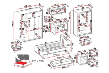 Rathmore Møbelsett For Barnerommet - Grå - Møbler - Barnemøbler - Barnemøbelsett