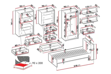 Rathmore Møbelsett For Barnerommet - Grå - Møbler - Barnemøbler - Barnemøbelsett