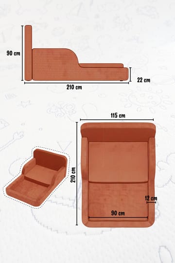Barneseng Atelier Del Sofa Funbed Double (115 x 90 x 210 cm) Rosa - Rosa - Møbler - Barnemøbler - Barneseng & Juniorseng