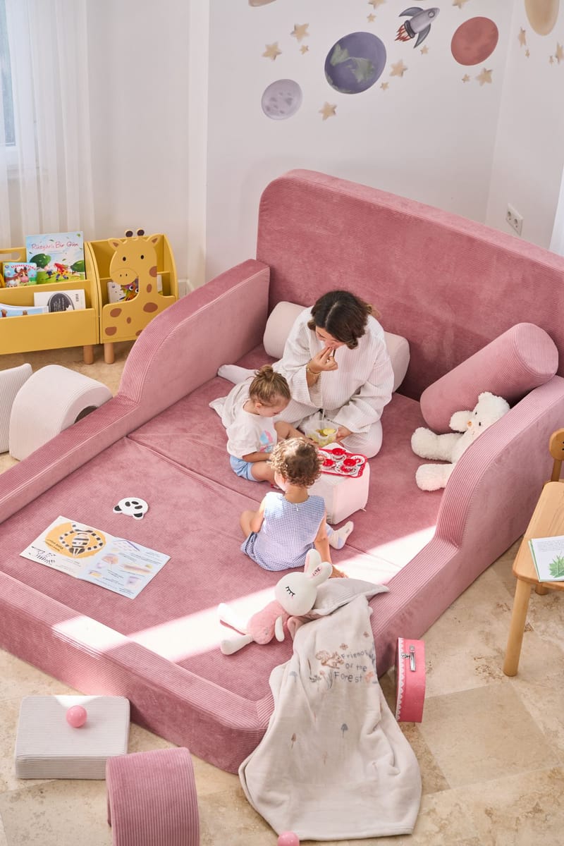 Barneseng Atelier Del Sofa Funbed Double (115 x 90 x 210 cm) Rosa - Rosa - Møbler - Barnemøbler - Barneseng & Juniorseng