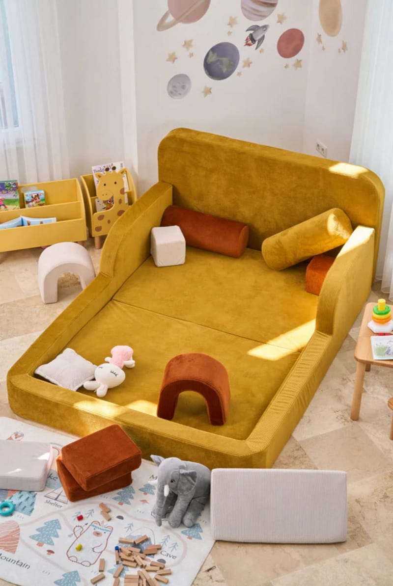 Barneseng Atelier Del Sofa Funbed Double (115 x 90 x 210 cm) Sennepsgul - Sennepsgul - Møbler - Barnemøbler - Barneseng & Juniorseng