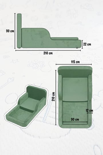 Barneseng Atelier Del Sofa Funbed Enkel (90 x 90 x 210 cm) Navy Blue - Navy Blue - Møbler - Barnemøbler - Barneseng & Juniorseng