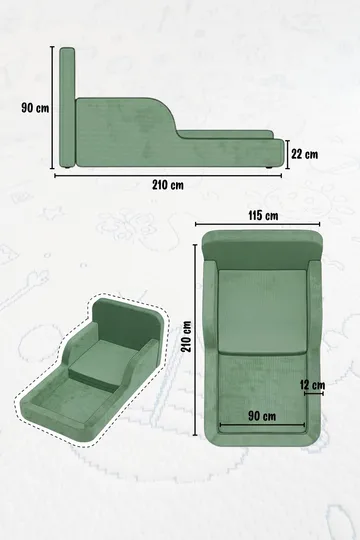 Barneseng Atelier Del Sofa Funbed Enkel (90 x 90 x 210 cm) Sennepsgul - Sennepsgul - Møbler - Barnemøbler - Barneseng & Juniorseng