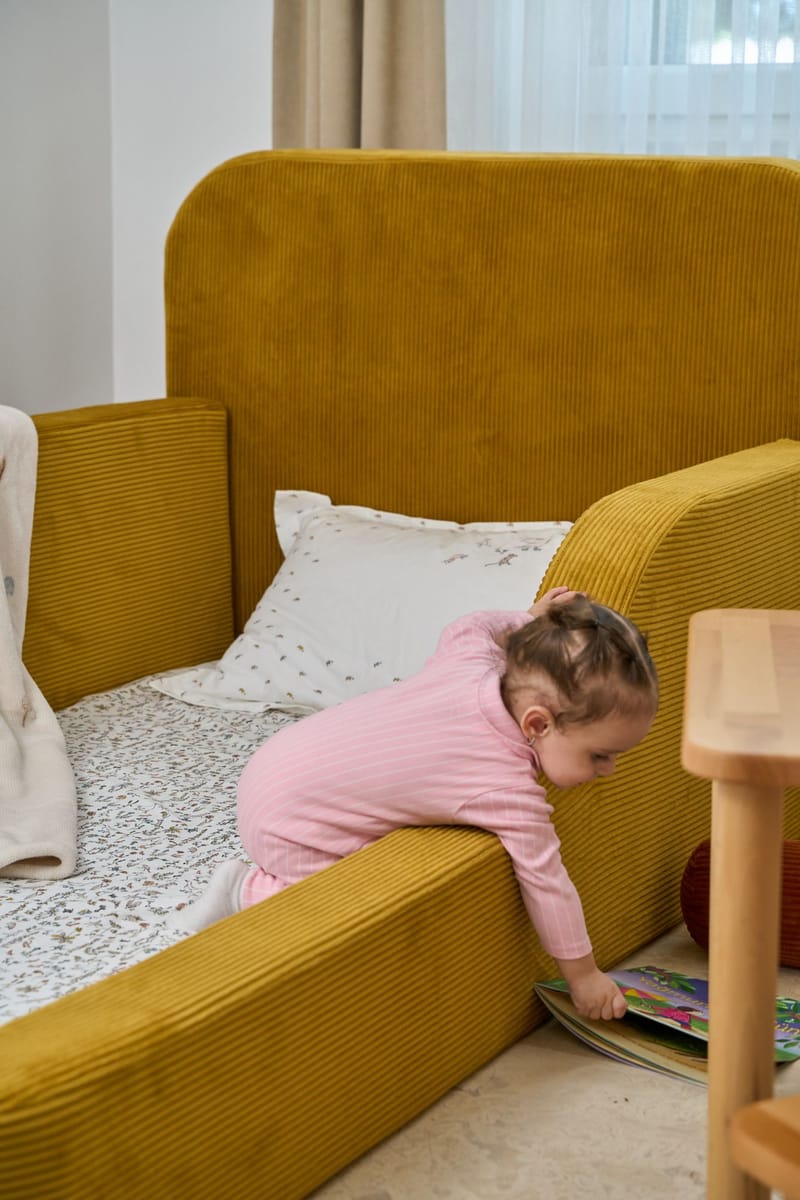 Barneseng Atelier Del Sofa Funbed Enkel (90 x 90 x 210 cm) Sennepsgul - Sennepsgul - Møbler - Barnemøbler - Barneseng & Juniorseng
