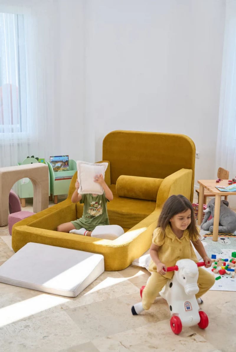 Barneseng Atelier Del Sofa Funbed Enkel (90 x 90 x 210 cm) Sennepsgul - Sennepsgul - Møbler - Barnemøbler - Barneseng & Juniorseng