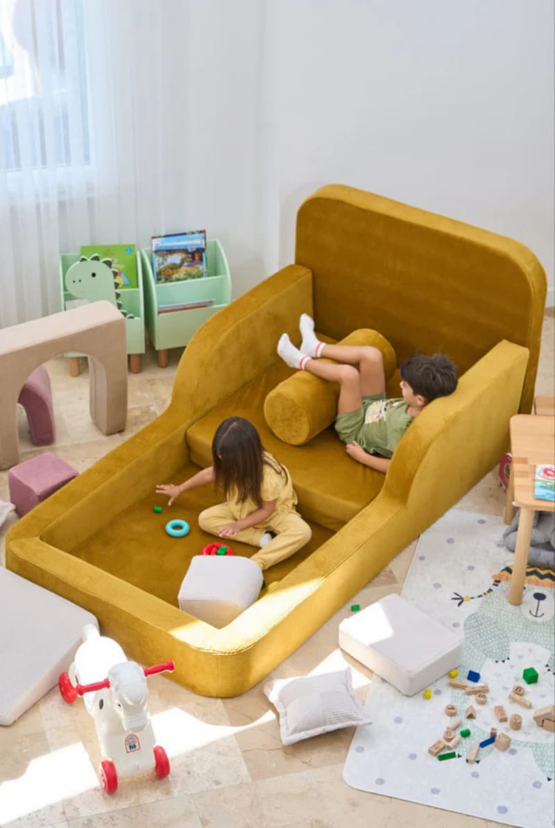 Barneseng Atelier Del Sofa Funbed Enkel (90 x 90 x 210 cm) Sennepsgul - Sennepsgul - Møbler - Barnemøbler - Barneseng & Juniorseng