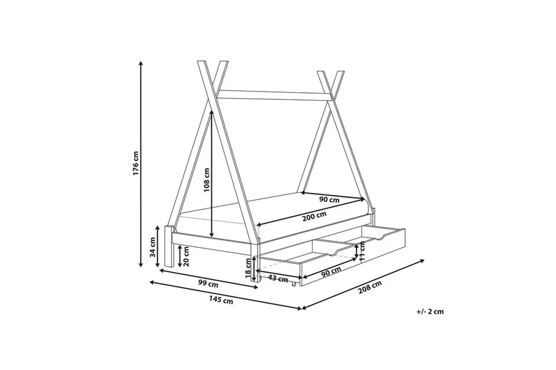 Barneseng med skuffer Devay - Grå - Møbler - Barnemøbler - Barneseng & Juniorseng - Husseng