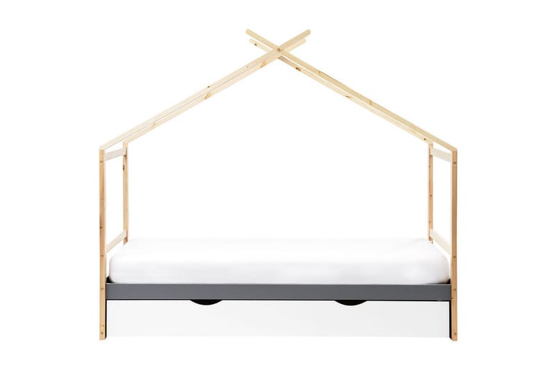 Barneseng Orgeval - Grå, lyst treverk, hvit - Møbler - Barnemøbler - Barneseng & Juniorseng - Husseng