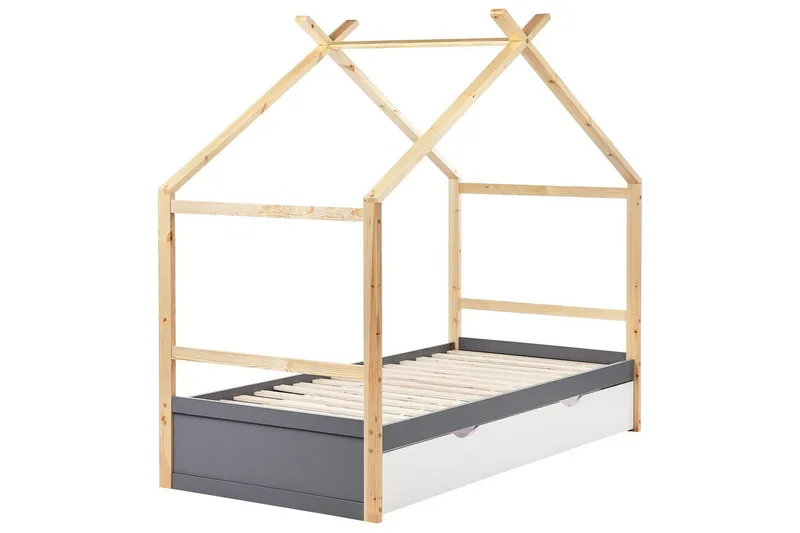 Barneseng Orgeval, Grå, lyst treverk, hvit