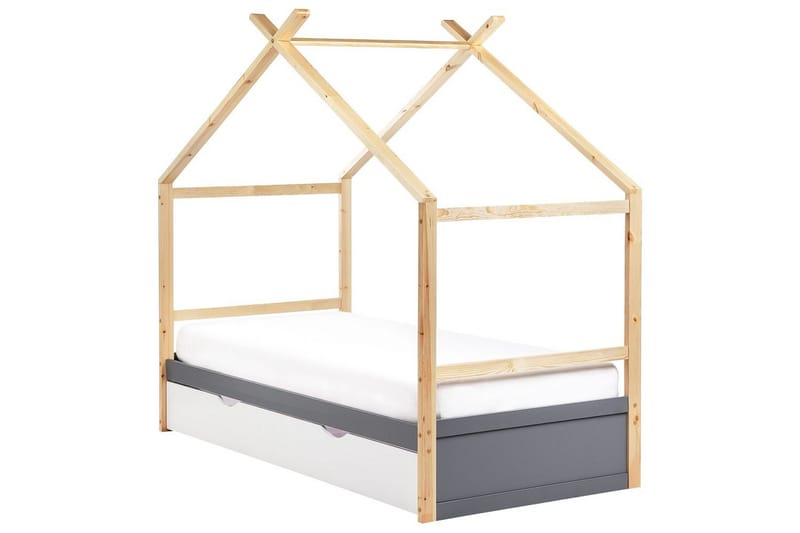 Barneseng Orgeval - Grå, lyst treverk, hvit - Møbler - Barnemøbler - Barneseng & Juniorseng - Husseng