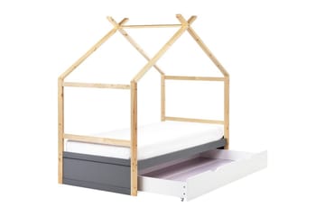 Barneseng Orgeval - Grå, lyst treverk, hvit - Møbler - Barnemøbler - Barneseng & Juniorseng - Husseng