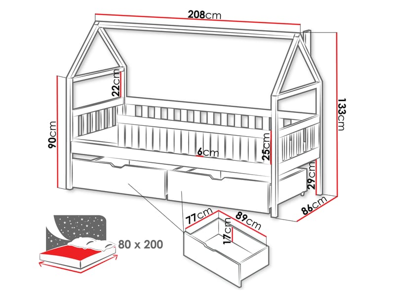 Claven Hussäng 86x208 cm - Beige - Møbler - Barnemøbler - Barneseng & Juniorseng - Husseng