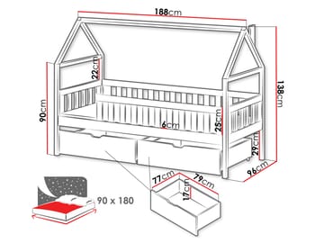 Claven Hussäng 96x188 cm - Beige - Møbler - Barnemøbler - Barneseng & Juniorseng - Husseng