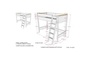 Garderobe med halvhøy seng London Antrasitt - Antrasitt - Møbler - Barnemøbler - Barneseng & Juniorseng - Loftseng