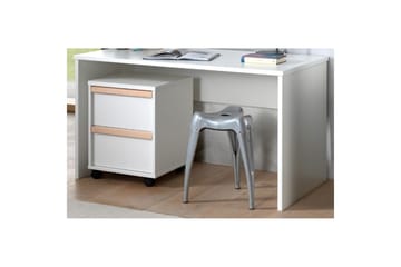 Garderobe med halvhøy seng skrivebord rullebord London Hvit - Hvit - Møbler - Barnemøbler - Barneseng & Juniorseng - Loftseng