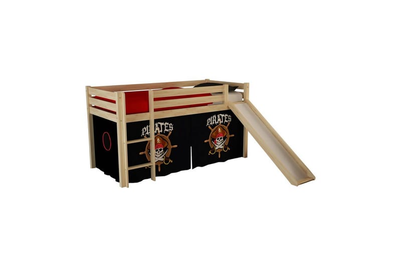 Høyseng med gardin og sklie Pino Naturlig, Pirat, Naturlig, Pirat