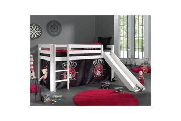 Høyseng med gardin og sklie Pino Hvit, Pirat - Hvit, Pirat - Møbler - Barnemøbler - Barneseng & Juniorseng - Loftseng