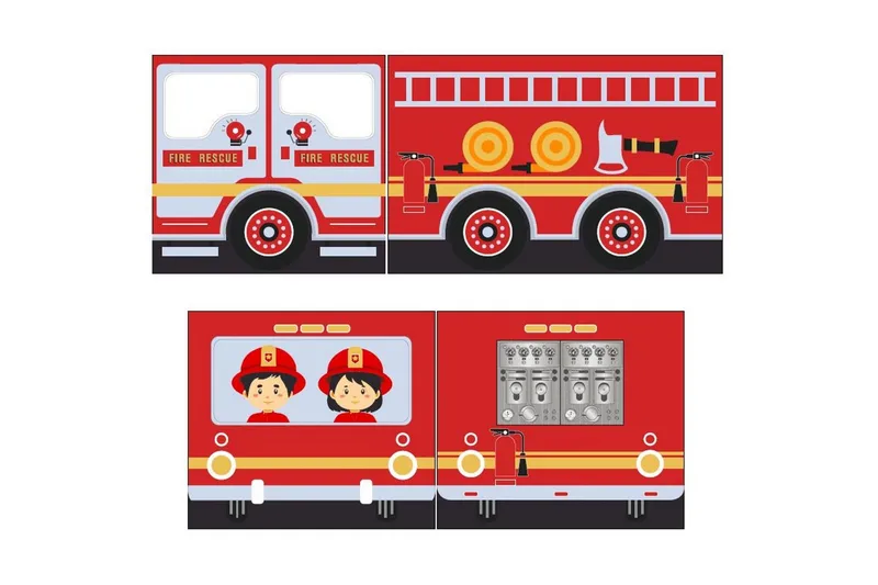 Høyseng med gardin Pino Naturlig, Brannbil - Naturlig, Brannbil - Møbler - Barnemøbler - Barneseng & Juniorseng - Husseng