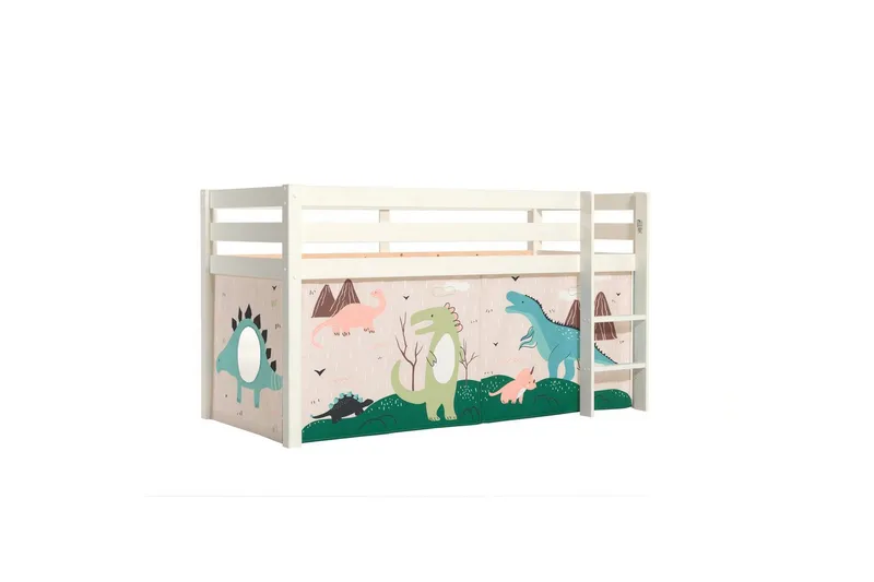 Høyseng med gardin Pino Hvit, Dino, Hvit, Dino