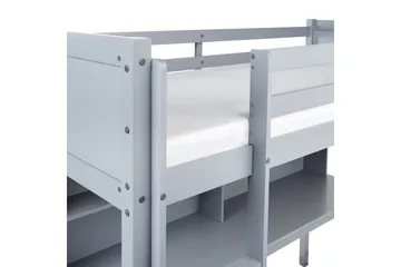 Høyseng med skrivebord Foucamont - Grå - Møbler - Barnemøbler - Barneseng & Juniorseng - Loftseng