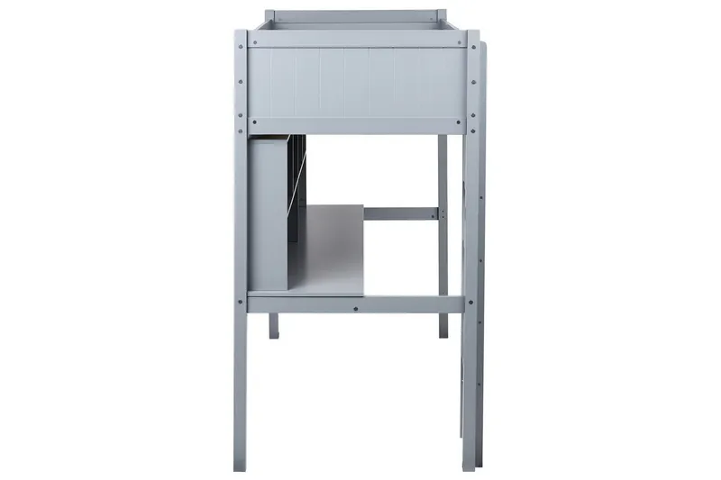 Høyseng med skrivebord Foucamont - Grå - Møbler - Barnemøbler - Barneseng & Juniorseng - Loftseng