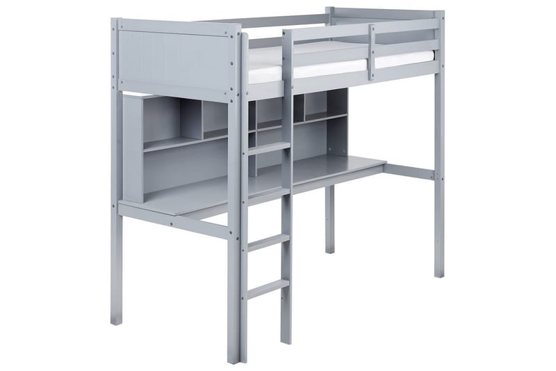 Høyseng med skrivebord Foucamont, Grå