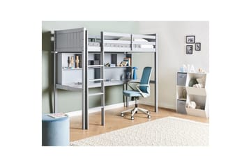 Høyseng med skrivebord Foucamont - Grå - Møbler - Barnemøbler - Barneseng & Juniorseng - Loftseng