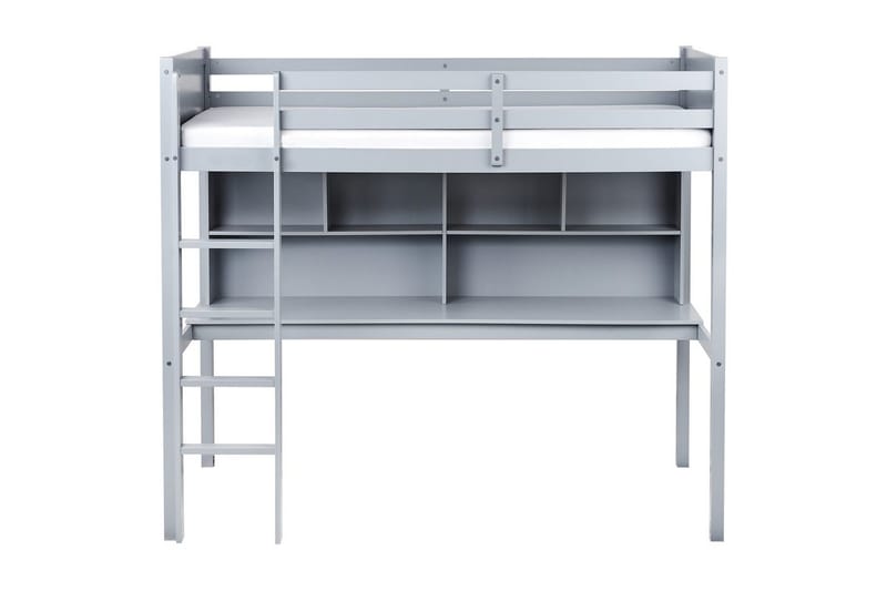 Høyseng med skrivebord Foucamont - Grå - Møbler - Barnemøbler - Barneseng & Juniorseng - Loftseng