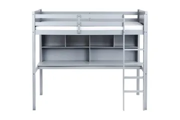 Høyseng med skrivebord Foucamont - Grå - Møbler - Barnemøbler - Barneseng & Juniorseng - Loftseng