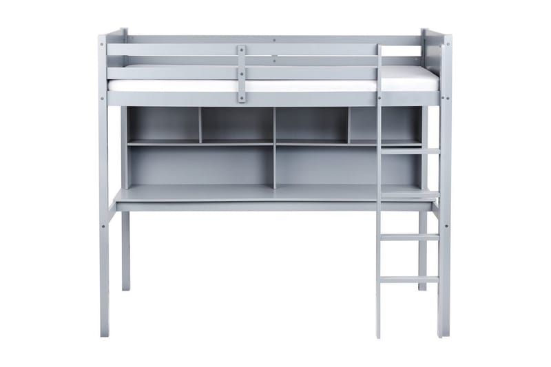 Høyseng med skrivebord Foucamont - Grå - Møbler - Barnemøbler - Barneseng & Juniorseng - Loftseng