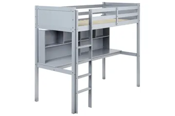 Høyseng med skrivebord Foucamont - Grå - Møbler - Barnemøbler - Barneseng & Juniorseng - Loftseng