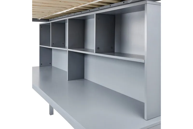 Høyseng med skrivebord Foucamont - Grå - Møbler - Barnemøbler - Barneseng & Juniorseng - Loftseng