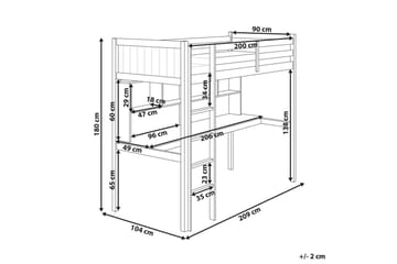 Høyseng med skrivebord Foucamont - Hvit - Møbler - Barnemøbler - Barneseng & Juniorseng - Loftseng