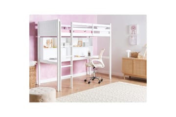 Høyseng med skrivebord Foucamont - Hvit - Møbler - Barnemøbler - Barneseng & Juniorseng - Loftseng