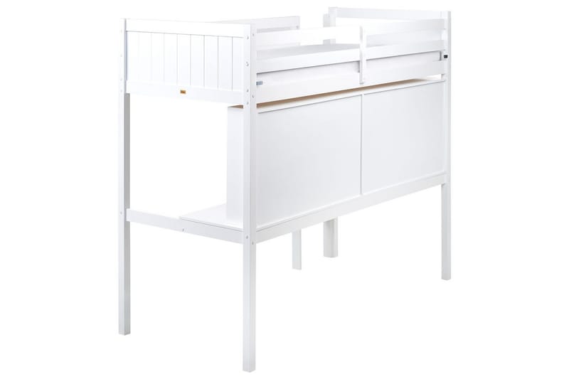Høyseng med skrivebord Foucamont - Hvit - Møbler - Barnemøbler - Barneseng & Juniorseng - Loftseng