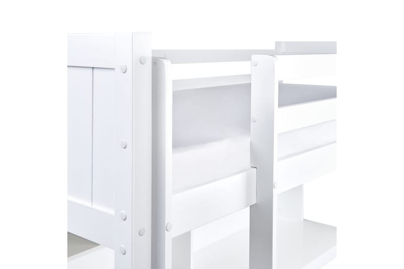 Høyseng med skrivebord Foucamont - Hvit - Møbler - Barnemøbler - Barneseng & Juniorseng - Loftseng