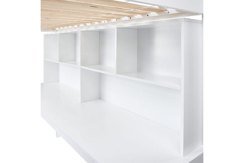 Høyseng med skrivebord Foucamont - Hvit - Møbler - Barnemøbler - Barneseng & Juniorseng - Loftseng