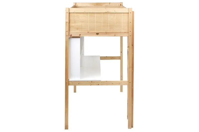 Høyseng med skrivebord Foucamont - Lyst tre, hvit - Møbler - Barnemøbler - Barneseng & Juniorseng - Loftseng