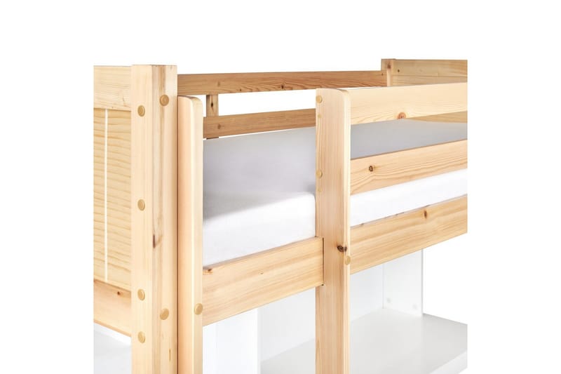 Høyseng med skrivebord Foucamont - Lyst tre, hvit - Møbler - Barnemøbler - Barneseng & Juniorseng - Loftseng