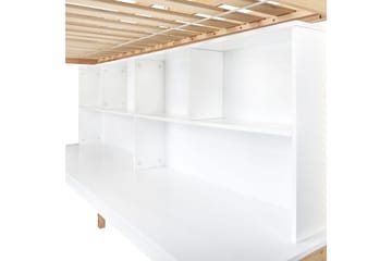 Høyseng med skrivebord Foucamont - Lyst tre, hvit - Møbler - Barnemøbler - Barneseng & Juniorseng - Loftseng